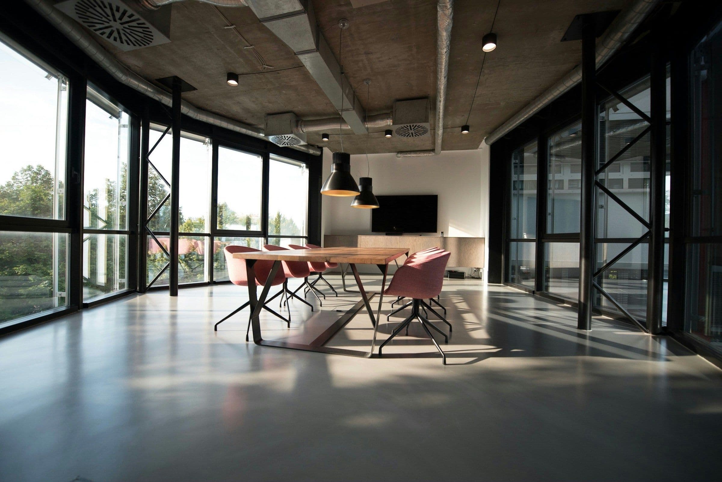 Minimal contemporary interior with sculptural lighting